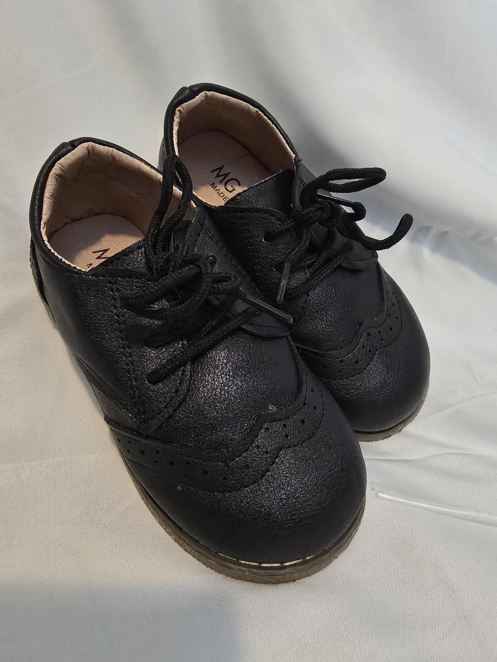 Kids Black Lace-Up Brogue Dress Shoes